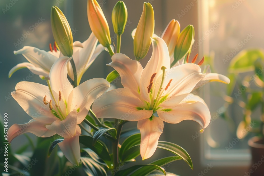 Fototapeta premium A close-up view of a bouquet of flowers arranged in a vase