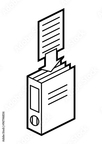 Folder for paper icon in isometry. Uploading information and files. Image for website, app, logo, UI design.