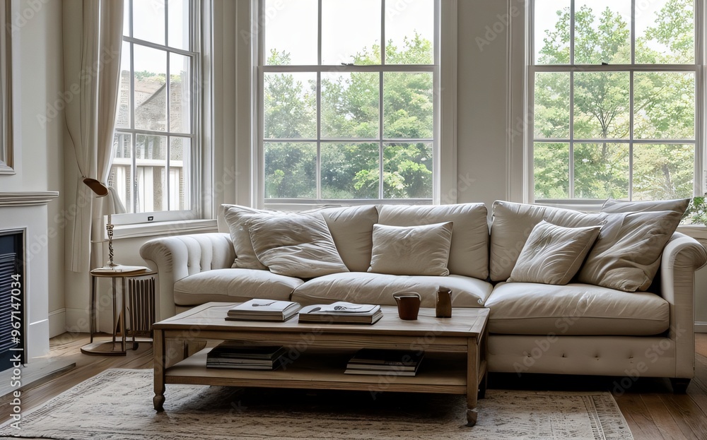 Fototapeta premium Modern luxury living room with elegant decor and minimalistic design..