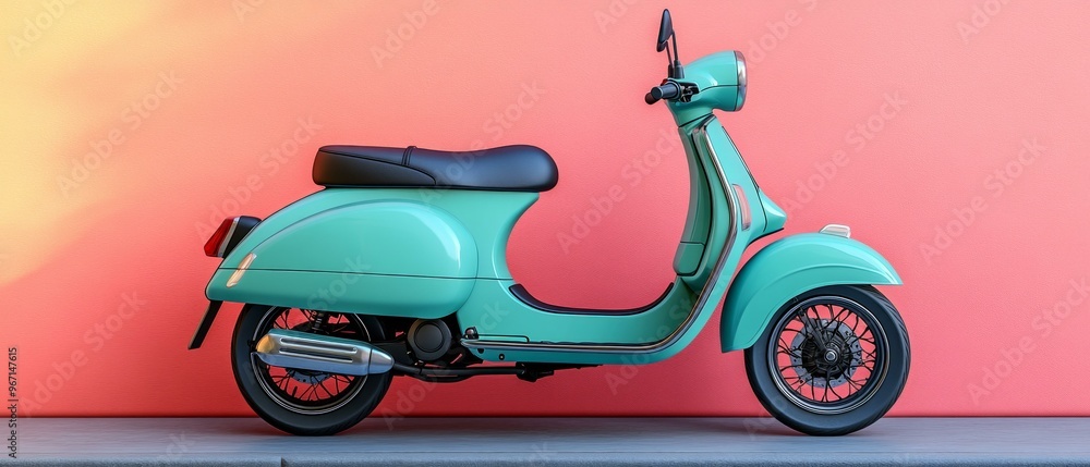 Fototapeta premium Vintage Scooter, Motorcycle, Moped, Ride-sharing Vehicle