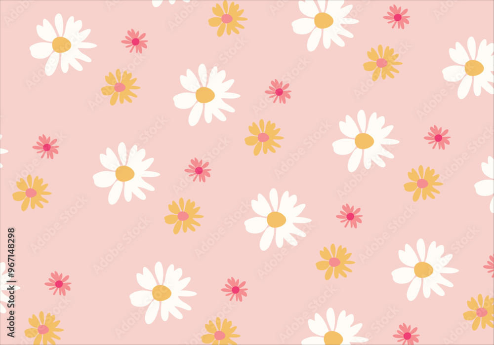 daisy flower design vector seamless print daisy flower design vector seamless print