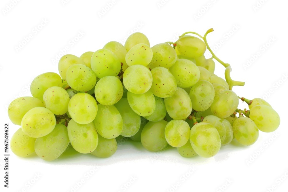 Fresh green grapes arranged on a white surface, perfect for food and drink photography or as a prop in lifestyle shots Fresh green grapes arranged on a white surface, perfect for food and drink photography or as a prop in lifestyle shots