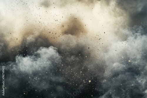 An image displaying a vast cloud of smoke and debris rising heavenwards from an explosion, sharply contrasting against a clear, bright sky, creating a powerful visual impact.