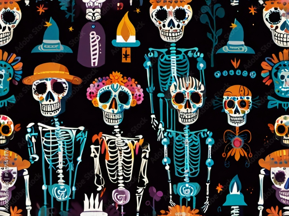 seamless pattern with skulls seamless pattern with skulls