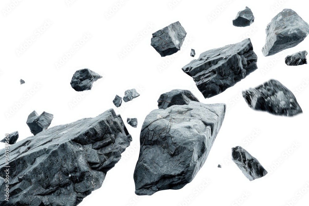 A group of rocks suspended in mid-air, defying gravity A group of rocks suspended in mid-air, defying gravity