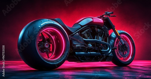 Futuristic Motorcycle with Pink Accents