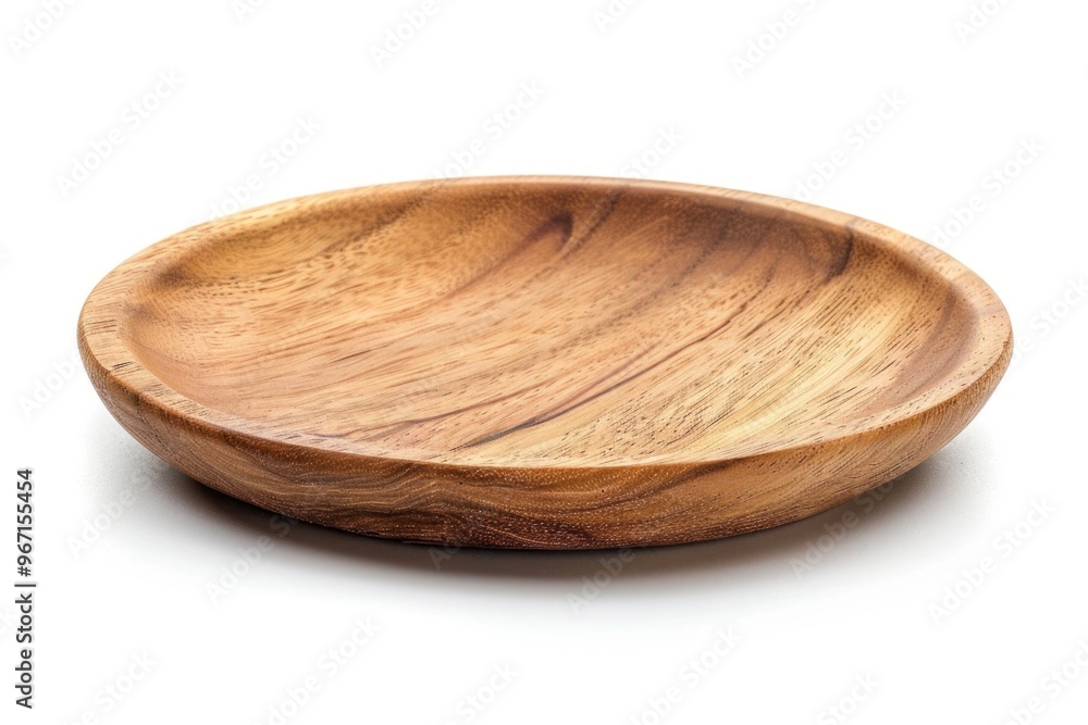 A simple wooden bowl placed on a clean white background A simple wooden bowl placed on a clean white background