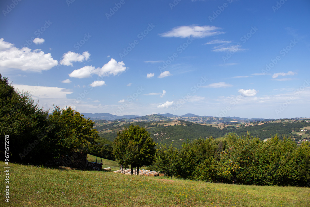 Panoramic view of rolling hills in Tuscan-Emilian Apennines region Panoramic view of rolling hills in Tuscan-Emilian Apennines region