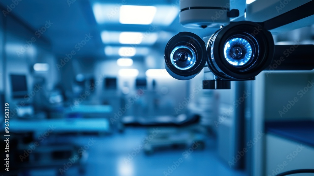 Closeup of a Medical Operating Room Light in a Blurred Hospital Setting Closeup of a Medical Operating Room Light in a Blurred Hospital Setting
