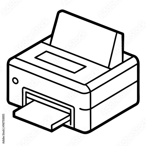 printer outline coloring book page line art illustration digital drawing