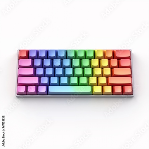 Rainbow Keyboard with Gradient Keys, Isolate on white background