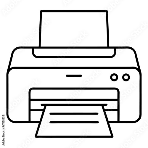 printer outline coloring book page line art illustration digital drawing