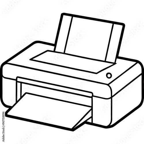 printer outline coloring book page line art illustration digital drawing