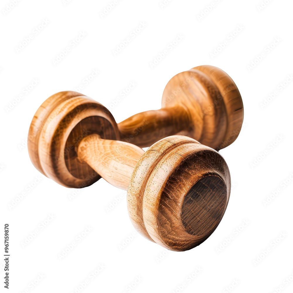 Stylish wooden dumbbells on a transparent background ideal for home workouts and fitness routines, showcasing natural design and functionality Stylish wooden dumbbells on a transparent background ideal for home workouts and fitness routines, showcasing natural design and functionality