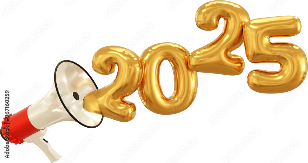 Obraz premium new year 2025 with megaphone
