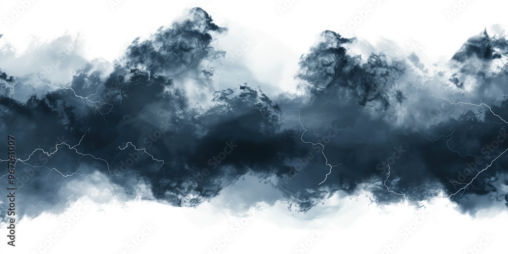 Dark storm clouds on a white background, creating a dramatic and intense atmosphere Dark storm clouds on a white background, creating a dramatic and intense atmosphere