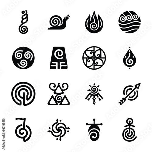 Bundle of 16 Spiral Signs Solid Icons 


