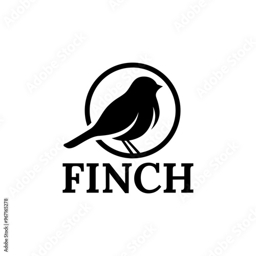 Tablou pe pânză finch bird black silhouette logo vector icon illustration