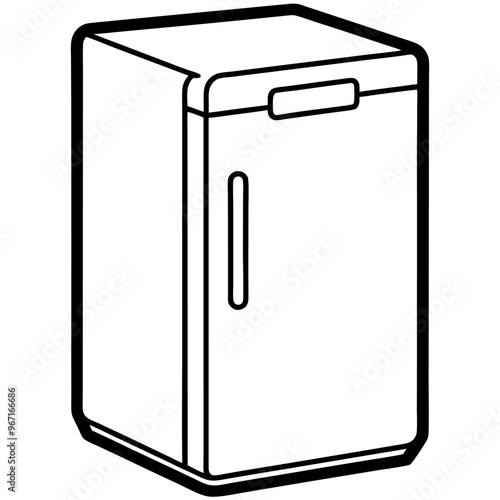 refrigerator outline coloring book page line art illustration digital drawing