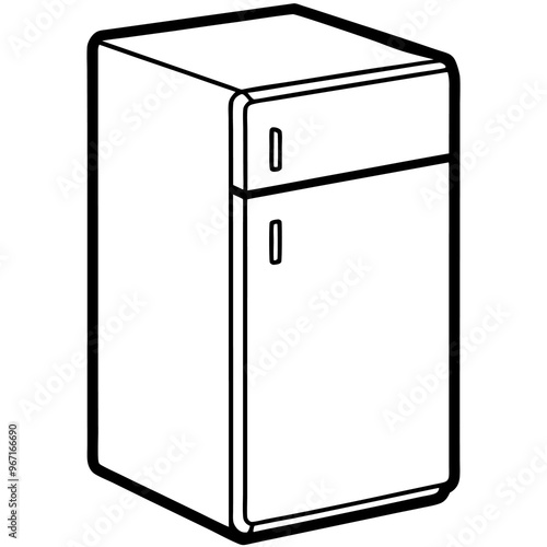 refrigerator outline coloring book page line art illustration digital drawing