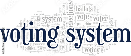 Voting System word cloud conceptual design isolated on white background.