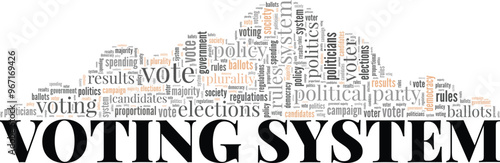 Voting System word cloud conceptual design isolated on white background.