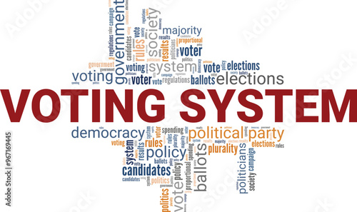 Voting System word cloud conceptual design isolated on white background.