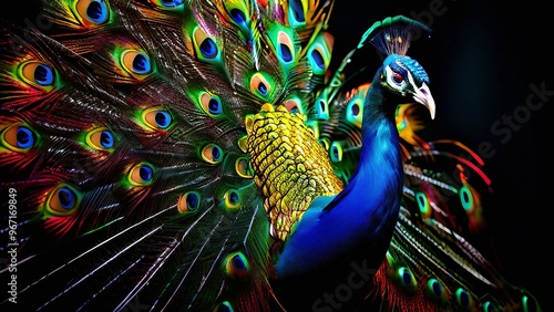 a peacock spreading its wings