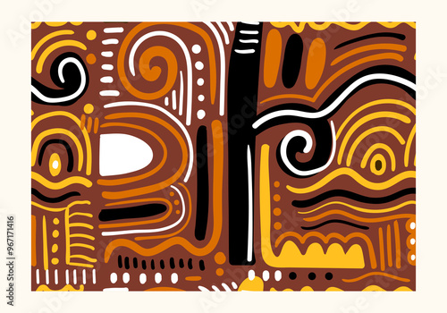 Hand drawn abstract seamless pattern, ethnic background,traditional, simple style.