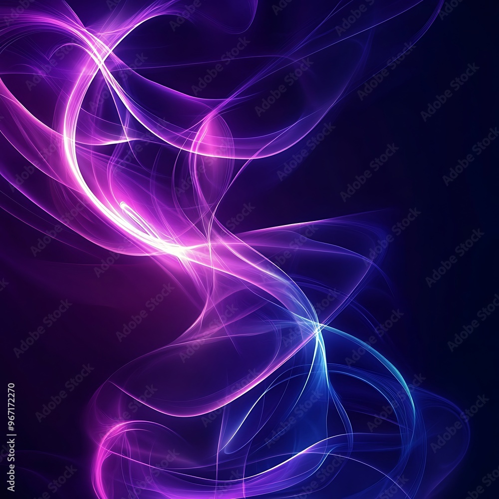 Obraz premium abstract dark blue background with wavy rays of light. pink and blue neon light. 