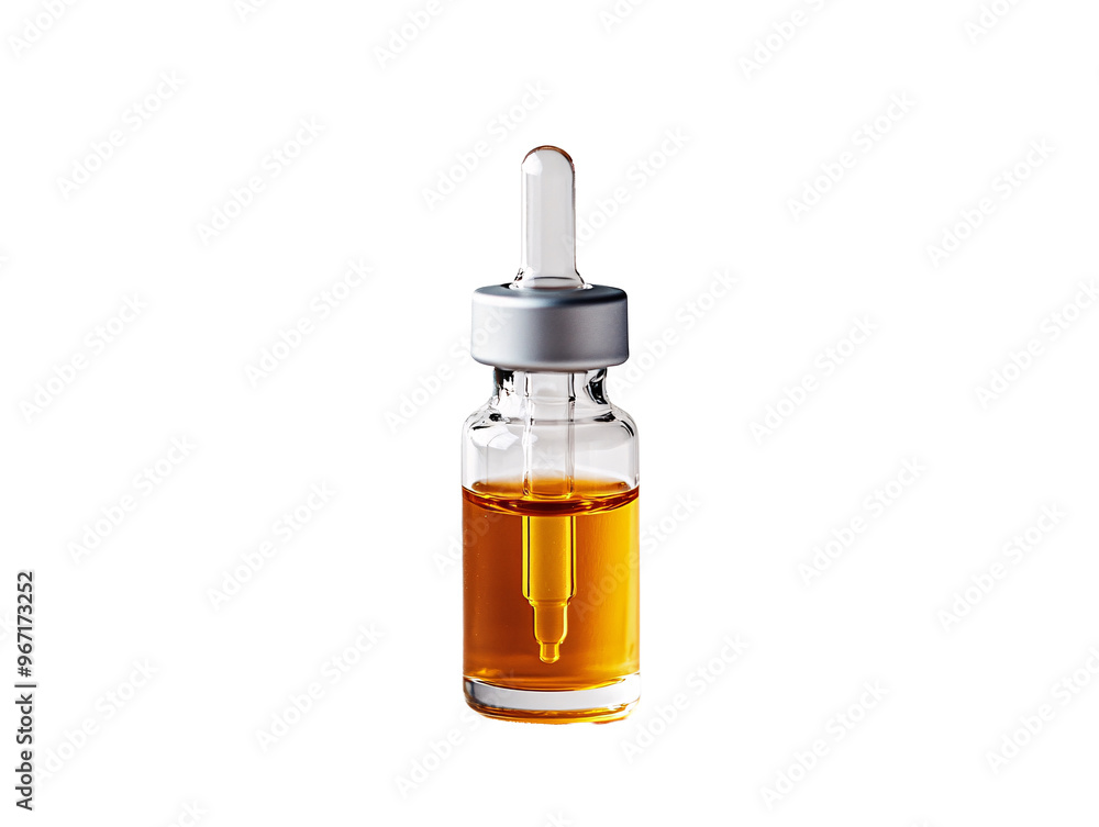 a small glass bottle with a dropper and a yellow liquid a small glass bottle with a dropper and a yellow liquid