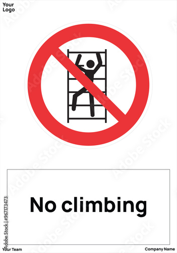 warning sign No climbing standard iso 7010