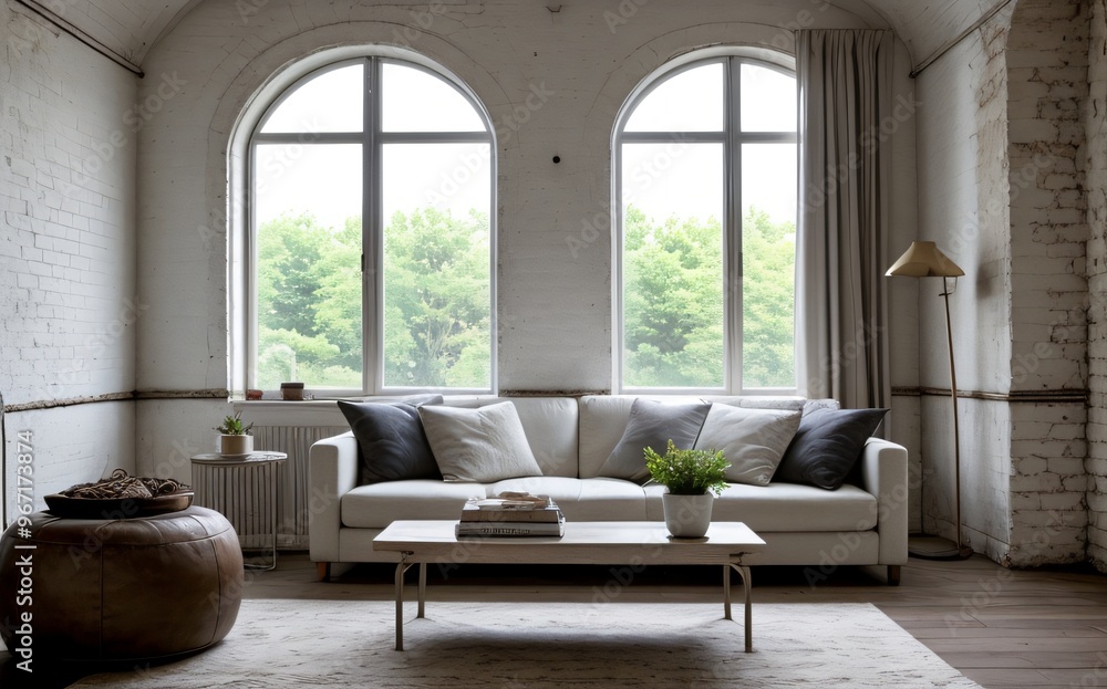 Modern luxury living room with elegant decor and minimalistic design..