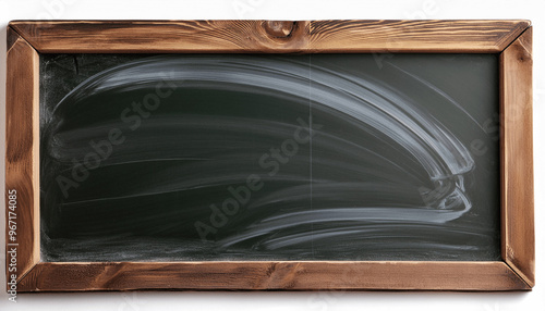 Blank blackboard in wooden frame isolated on transparent a white background