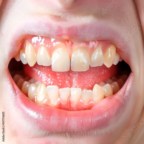 Young woman's glossy pink lips close up photo