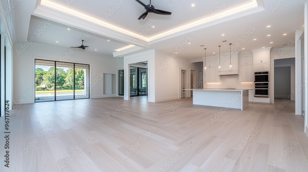 Obraz premium Illuminating Minimalism: Artistic Lighting in a Model Home