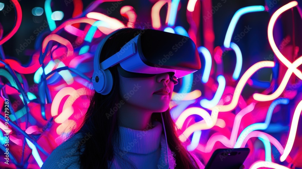 Immersed in a Vibrant and Futuristic Virtual Reality Landscape Immersed in a Vibrant and Futuristic Virtual Reality Landscape