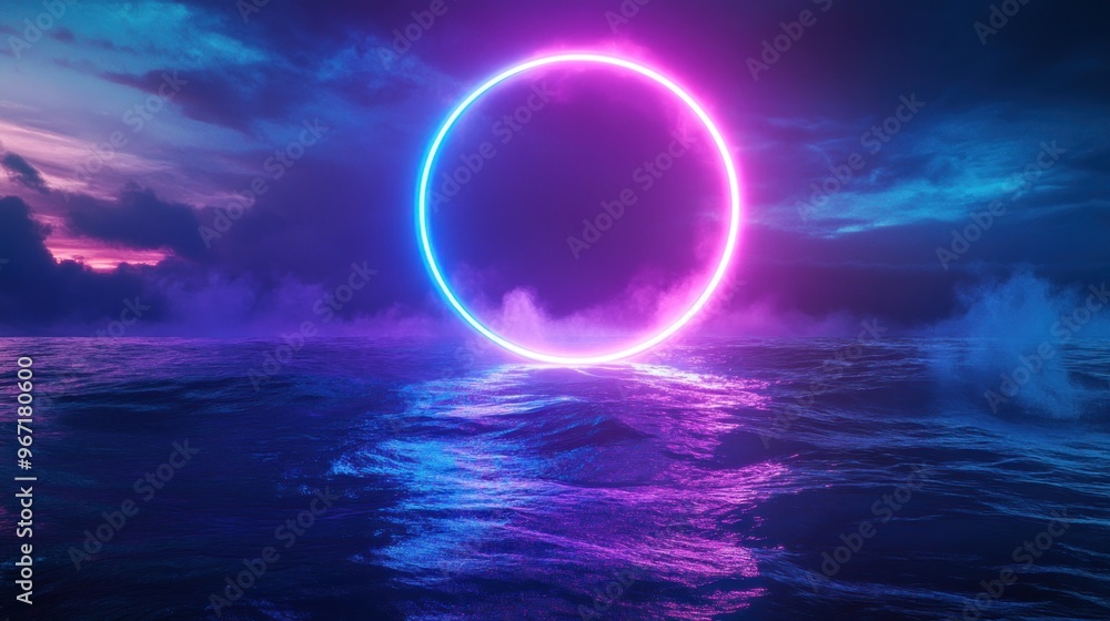 Neon Circle Over the Sea Neon Circle Over the Sea