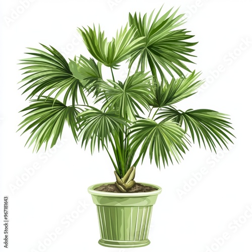 vector graphic of a potted ruffled fan palm plant