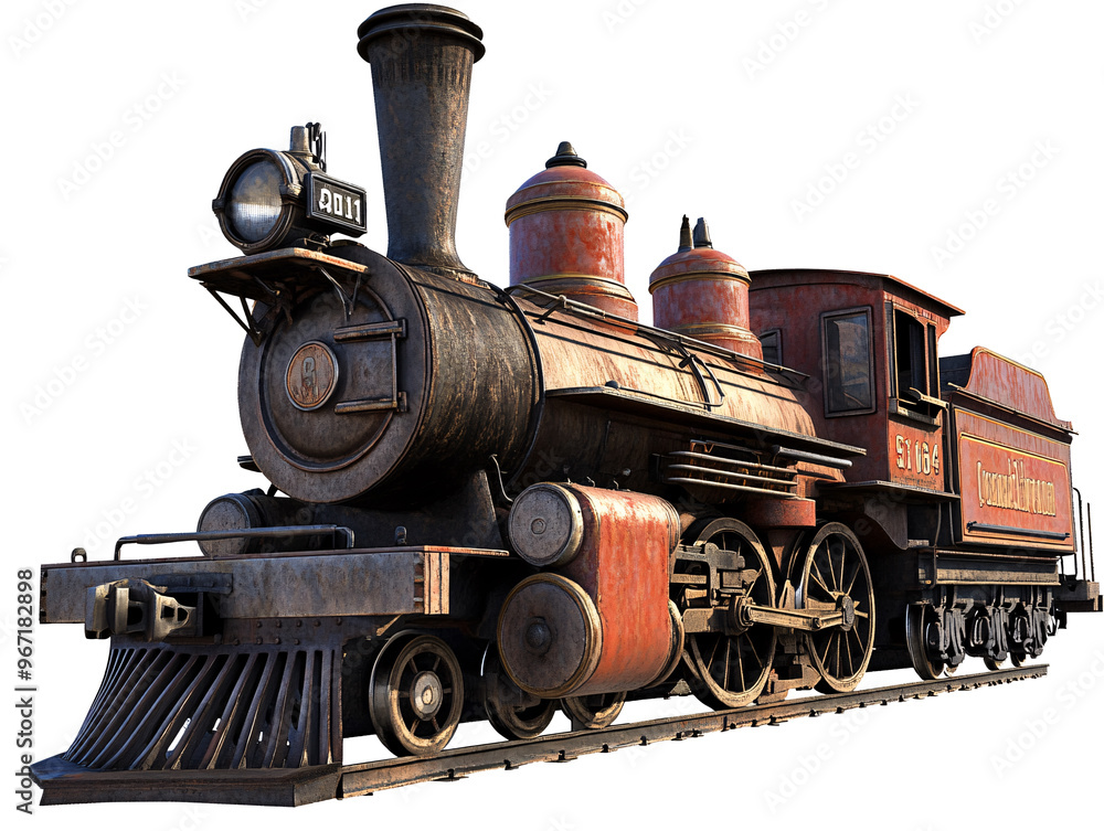 a train on tracks with a white background a train on tracks with a white background
