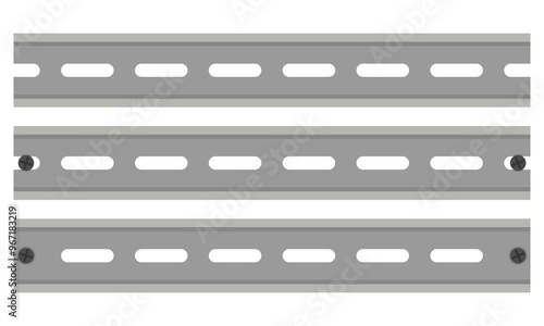 DIN rail for mounting industrial control equipment inside equipment racks. Vector illustration isolated on white background photo