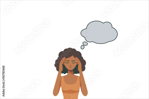 Vector a woman with her hand on her head and her head is crying. Vector Illustration.