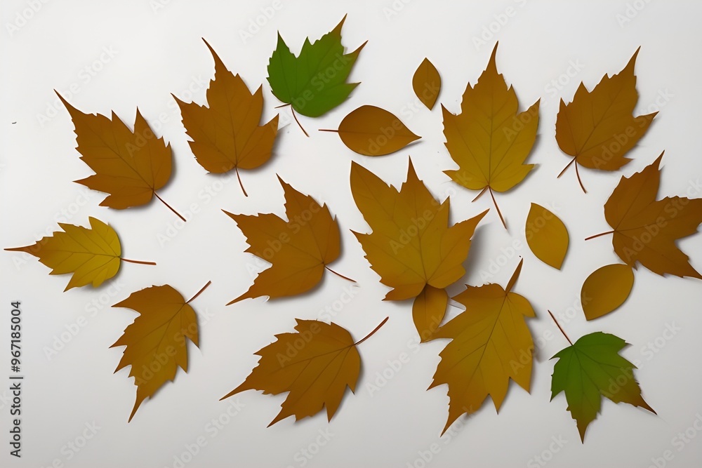 Fototapeta premium Collection of Dry Leaves Isolated on White Background