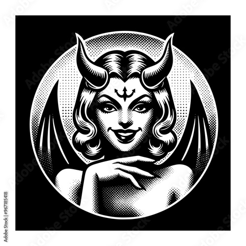 beauty devil womenin vintage and black and white style
