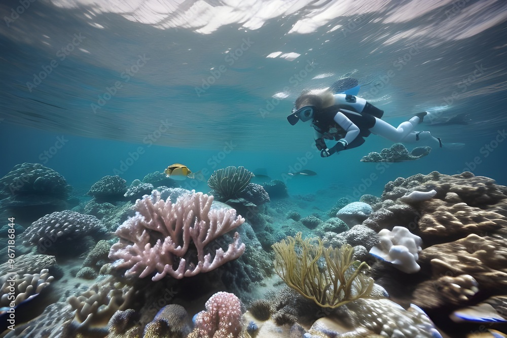 Under the Sea - Colorful Tropical Fish Swimming in Clear Blue Water Under the Sea - Colorful Tropical Fish Swimming in Clear Blue Water