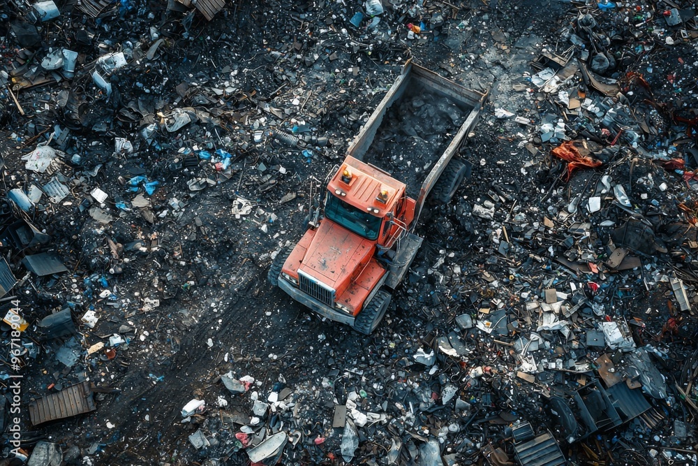 Waste landfill illustration created with Generative AI Waste landfill illustration created with Generative AI