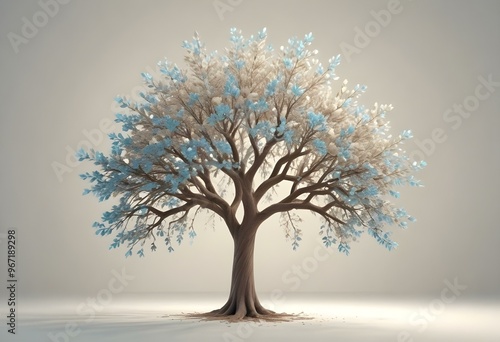 An isolated tree on white and different colour background