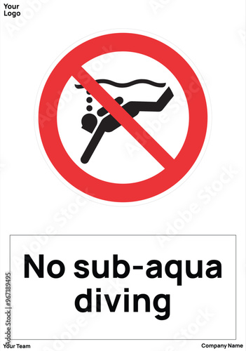 warning sign No sub-aqua diving standard iso 7010