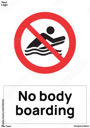 warning sign No body boarding standard iso 7010