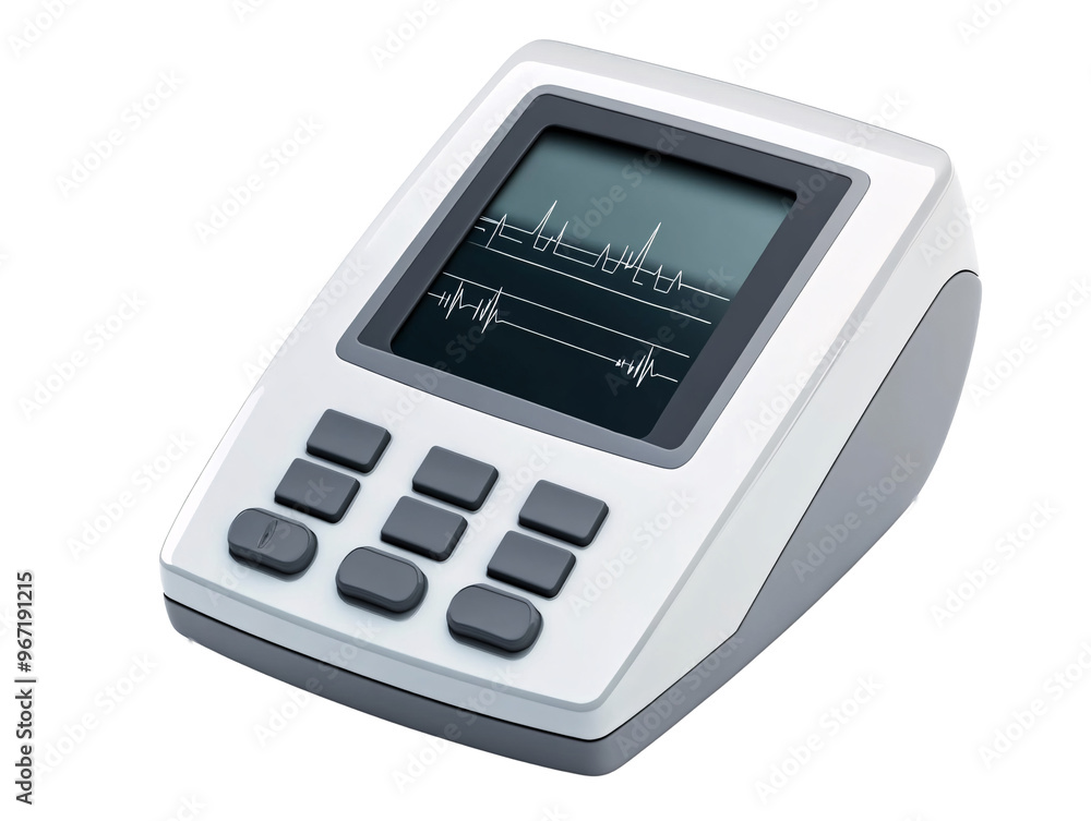 a white and grey device with a screen a white and grey device with a screen